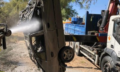 La sequía deja al descubierto un coche robado el año pasado en Marchena