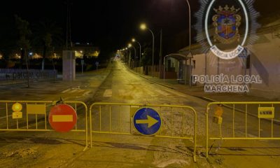 Los daños más significativos por la tromba de agua en Marchena, se centran en el hundimiento de un tramo de calle Sevilla