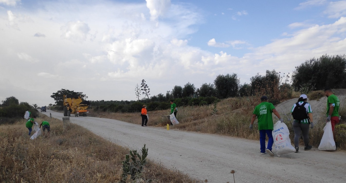 Unos 30 voluntarios recogen 50 sacos de “basuraleza” de las veredas de Arahal