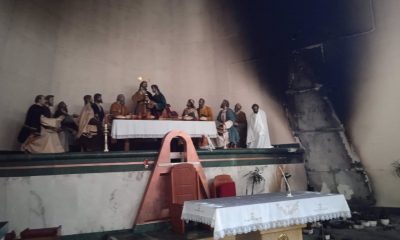 Afectadas una de las tallas del paso de la Santa Cena en un incendio en la iglesia San Juan Pablo II