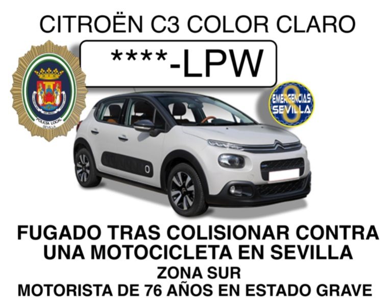 Buscan un coche que se da a la fuga tras atropellar a un anciano en Sevilla