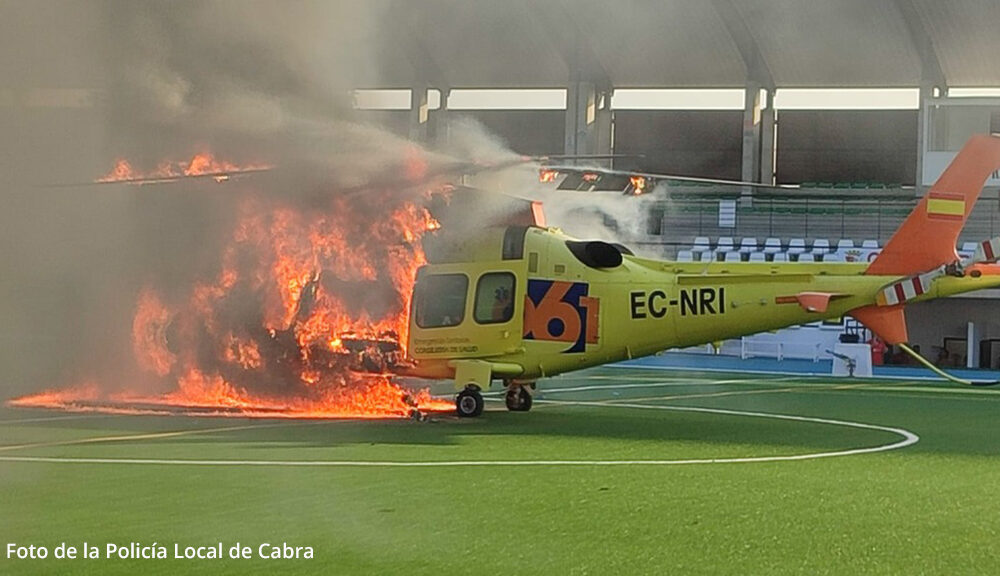 061 helioptero ardiendo