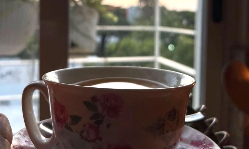 Taza ventana amanecer
