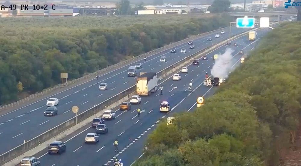 Trafico autopista incendio