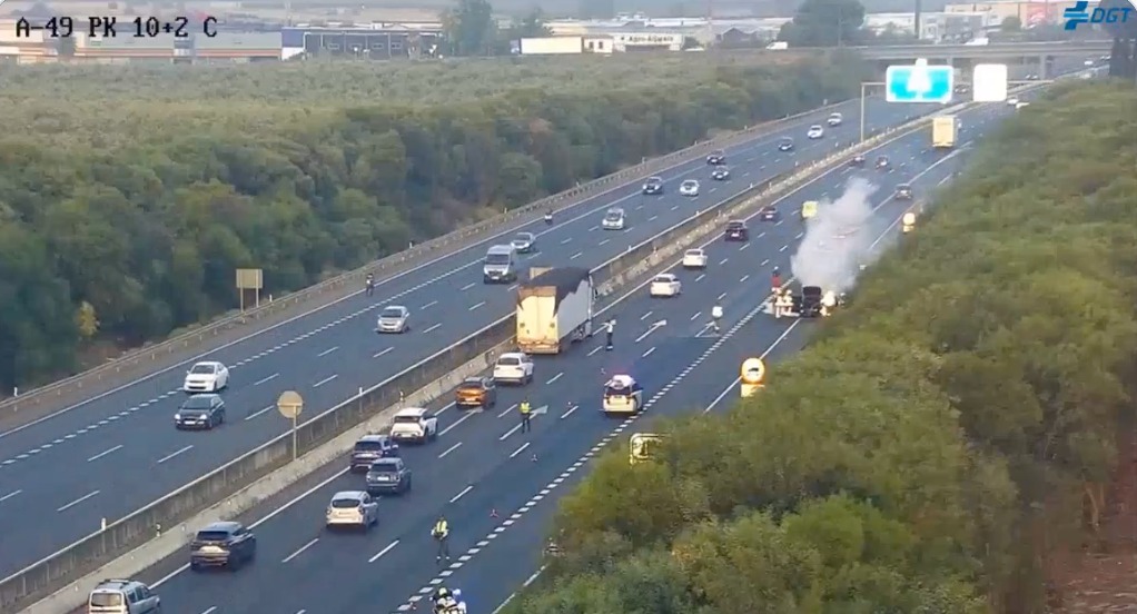Trafico autopista incendio