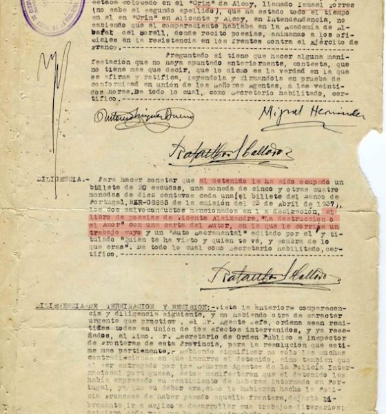 Miguel Hernandez carta de detencion